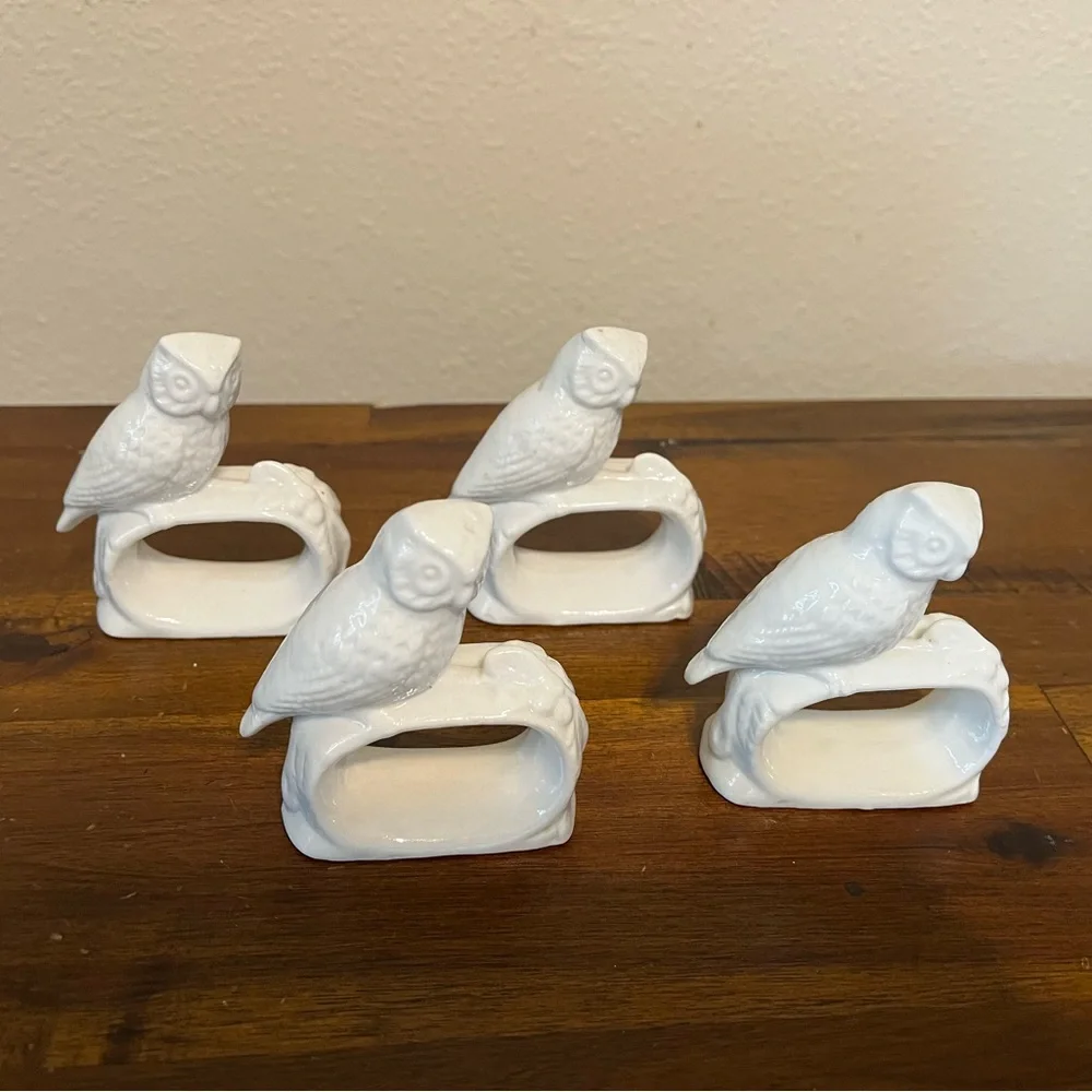 Vintage Porcelain Owl Napkin Rings